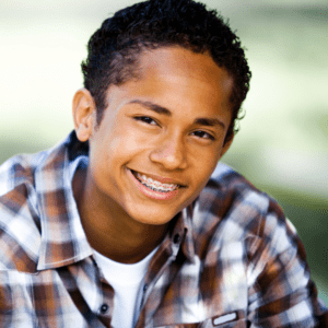 Teen boy in braces