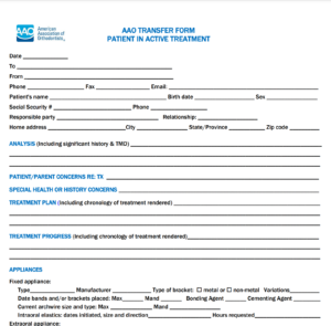 AAO Transfer Form Screenshot