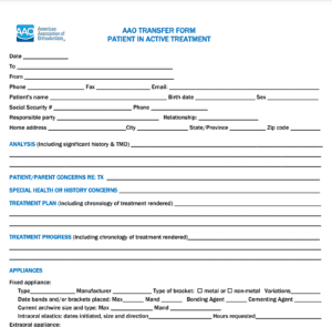 AAO Transfer Form Screenshot